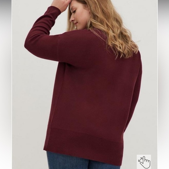 Torrid Burgundy Maroon Silver Sequin Moon Mock Neck Sweater 1X - Picture 3 of 11
